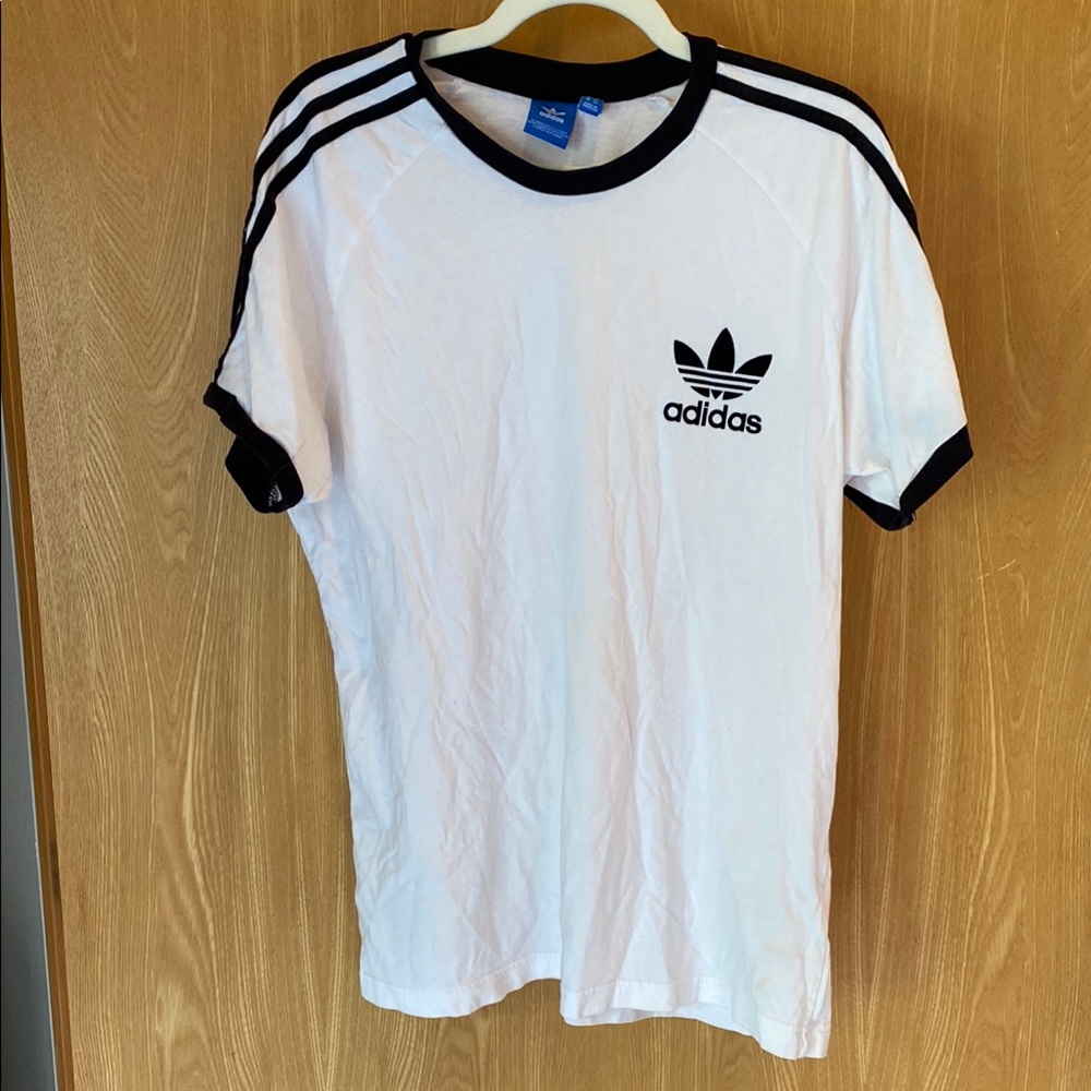 adidas White and Black Short Sleeve Tee